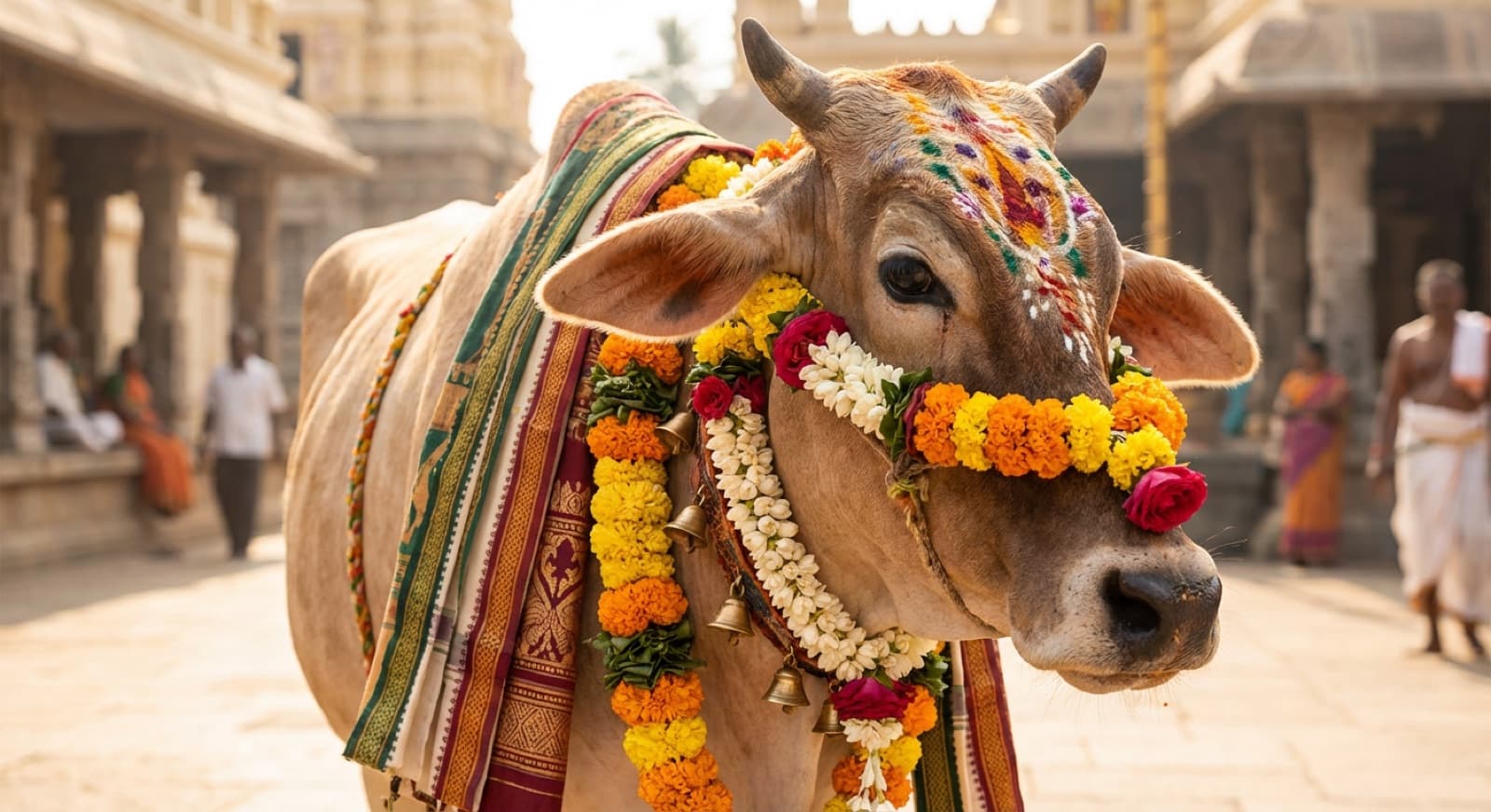 Elderly cow resting comfortably in the shelter
